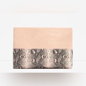 Zara 👛👛👛Oversized Soft Pink Combo Snake Print Clutch -NWT
